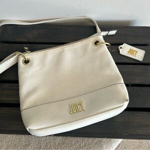 Juicy Couture Off White Vegan Leather Y2K Shoulder Handbag
